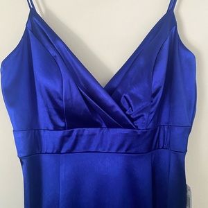 Blue Satin Formal Dress Ballgown NWT